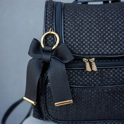 Mochila 2 em 1 - Palha Preta com Detalhes em Couro Preto Verniz