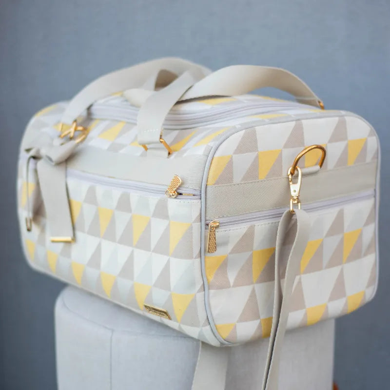 Mala Baú - Diamante Amarelo com Fitas Areia